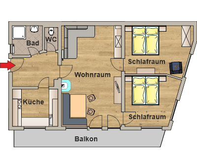 Grundriss Appartement 90